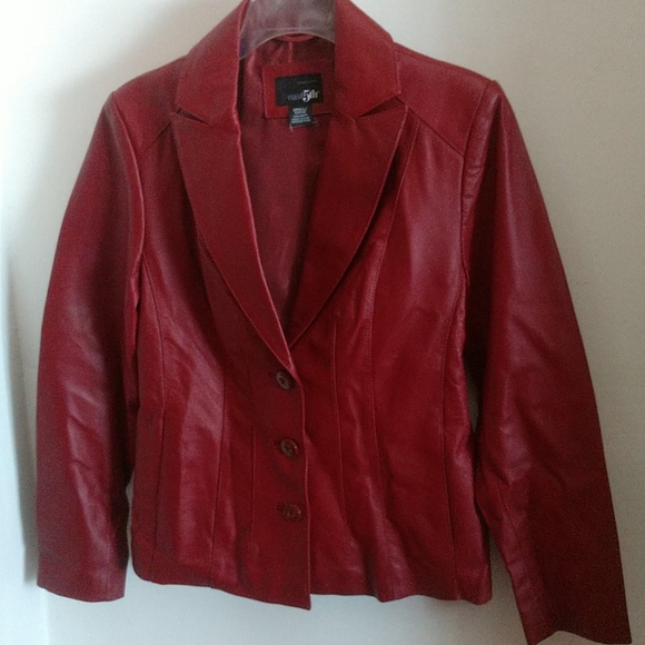 #10 PRICE REDUCEDx2 JC LEATHER Burgundy Princess Seam Blazer Jacket EUC - Picture 3 of 6
